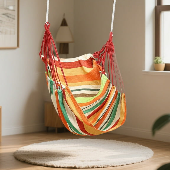 Hammock Chair, Swing Chair, Hanging Rope Swing, Max 330 Lbs Hanging Chair with Storage Bags, Perfect for Outdoor, Home, Bedroom, Patio, Yard (Yellow, 51.2x39.4in)