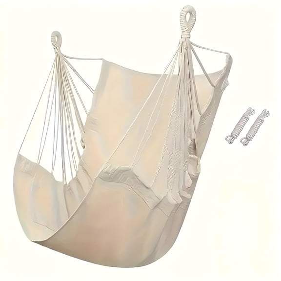 Hammock Chair Swing with Tie-Down Ropes, Storage Bag & Cushion, 330 lbs Capacity, Hanging Egg Chair Outdoor Indoor for Porch, Garden and Backyard