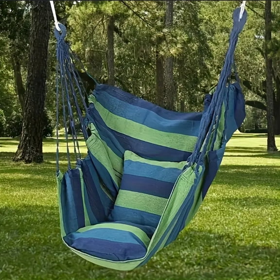 Hammock Chair Swing with Tie-Down Ropes, Storage Bag & Cushion, 330 lbs Capacity, Hanging Egg Chair Outdoor Indoor for Porch, Garden and Backyard