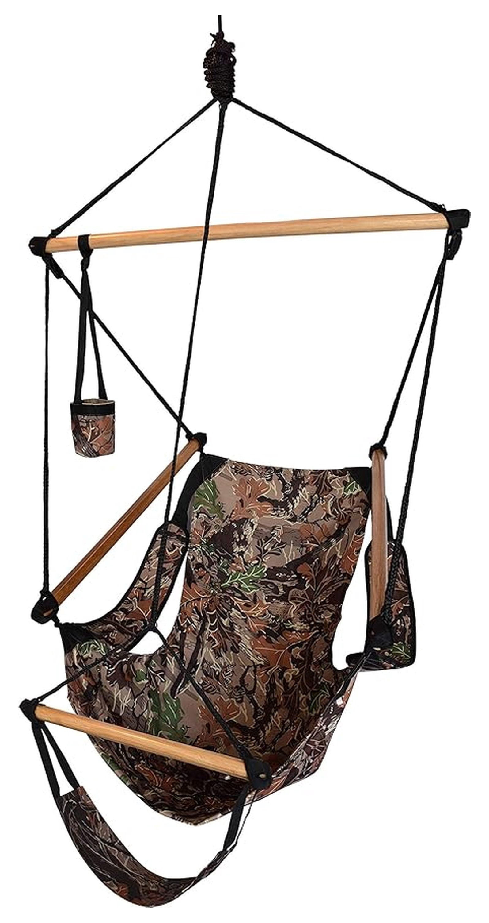 Hammock Chair with Footrest & Cup Holder - Portable Hanging Air Chair - Camo - 350 lb Capacity - Outdoor Indoor Swing Chair for Adults & Teens