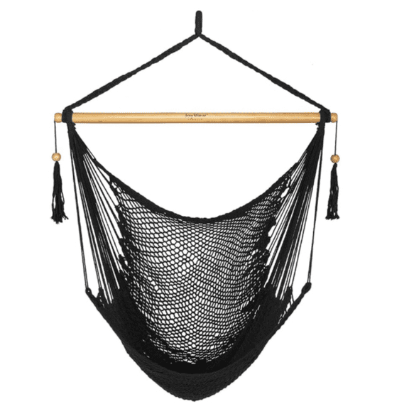 Hammock Chair with Spreader Bar Caribbean Hammock Swing Chair 300 LBS Weight Capacity XL Rope Hanging Chair for Outdoor Indoor Garden Yard - Green