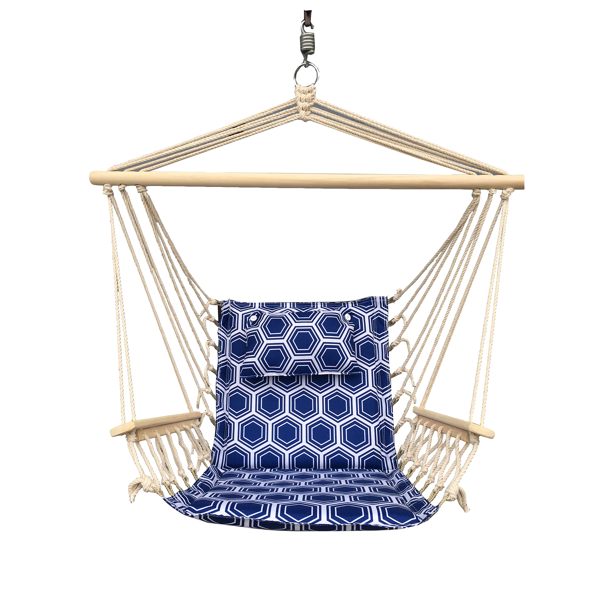Hammock Chair with Stand - Blue w/ White Rings Pattern - image 1 of 2