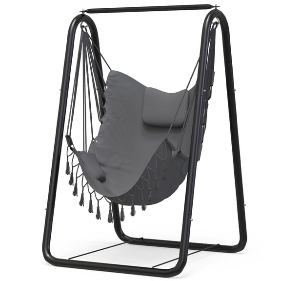Hammock Chair with Stand, Indoor Heavy Duty Swing, Outdoor Hanging Chair, Suitable for Indoor Outdoor Rooms Courtyards Gardens