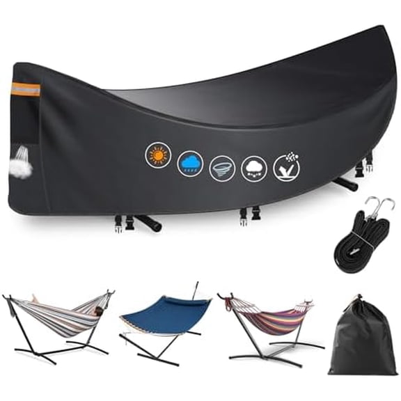 Hammock Cover Waterproof,Heavy Duty 420D Hammock Stand Covers for Outdoor,Breathable Dust Protector with 2 Air Vents,3 Windproof BucklesUniversal Cover Fits for 11-12ft Stand,All-weather Protection