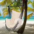 thumbnail image 1 of Hammock,DFITO Tassel Plus 2 Pillow Hanging Chair Beige, 350 LBS Max Weight, Hanging Durable Hammock, Perfect for Home/ Bedroom /Patio Yard/ Deck/ Garden/Outdoor/Indoor,Black Rope, GJ45, 1 of 10