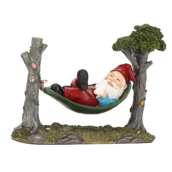 Hammock Gnome Statue Hand Painted Resin Cute Funny Garden Gnome Statue Decoration Outdoor