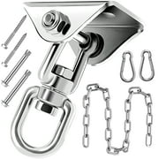 Hammock Hanging Kit with Swing Chain, Stainless Steel 1000lb Heavy Duty Capacity Hammock Hooks, HYASIA 360° Swivel Hanging Kit for Trapeze, Yoga, Boxing Bag, Ha