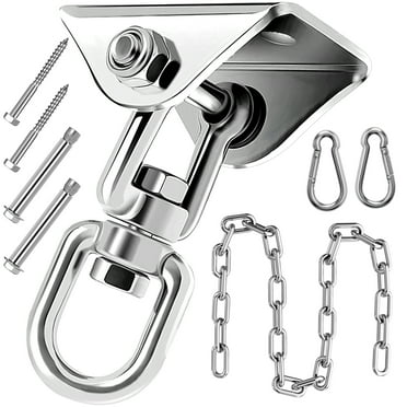 Hammock Hanging Kit with Swing Chain, Stainless Steel 1000lb Heavy Duty Capacity Hammock Hooks, HYASIA 360° Swivel Hanging Kit for Trapeze, Yoga, Boxing Bag, Hammock Chair, Porch, Gym