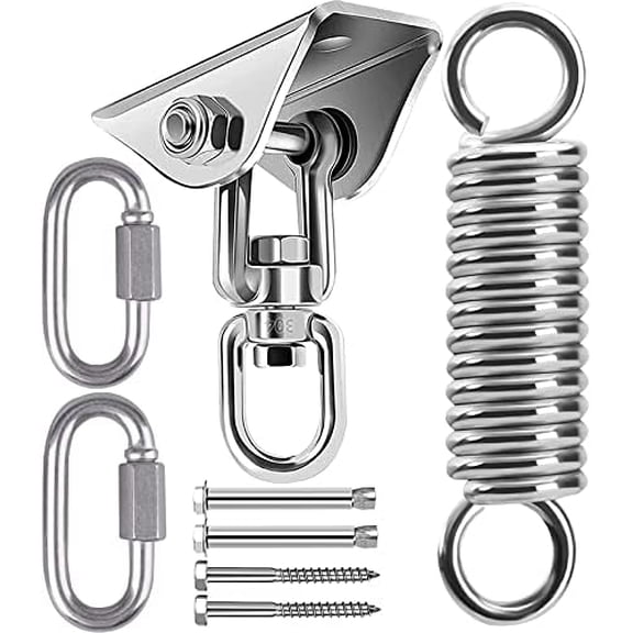 Hammock Hanging Kit Swing Spring, Suspension Hooks 1000lb Capacity Heavy Duty Swing Hangers 360° Rotate Swing Ceiling Hook for Concrete Wooden Porch Swing Chair Yoga Tree Sandbag Indoor Outdoor Gym