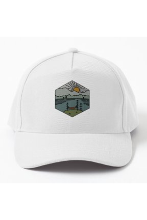 Hammock Mountain Sunrise Baseball Cap, Outdoor Relaxation Landscape Graphic Design, Classic Hat