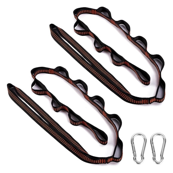 Hammock Mounting Straps with Metal Buckles & Carabiners for Heavy Load Backpacking