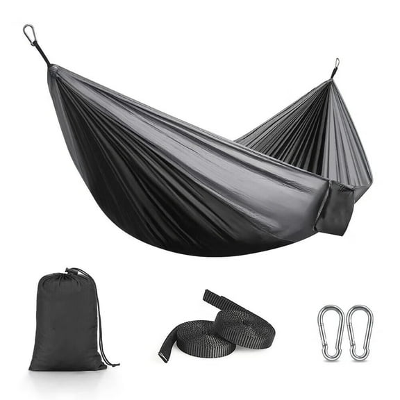 Hammock Nylon Portable Travel Camping Hammock,Black/Gray