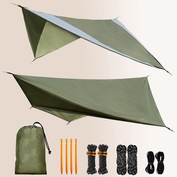 Hammock Rain Fly, Waterproof Tarp with Doors, Lightweight & UV Protection Camping Tarp, Multifunctional for Backpacking Hiking Hammock