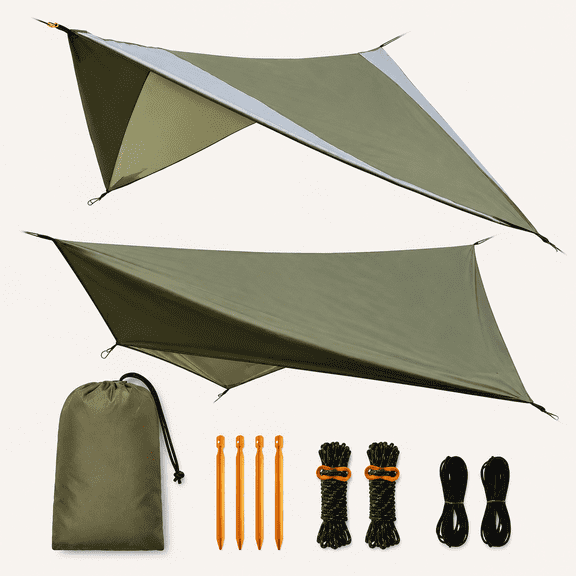 Hammock Rain Fly, Waterproof Tarp with Doors, Lightweight & UV Protection Camping Tarp, Multifunctional for Backpacking Hiking