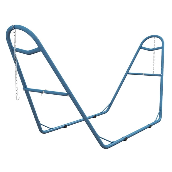 Hammock Stand for 2 Person, Portable Adjustable Steel Frame Hammock Stand with Weather Resistant Finish, for 9-14ft Hammocks, 10.3', lbs. Capacity, Blue as Pic