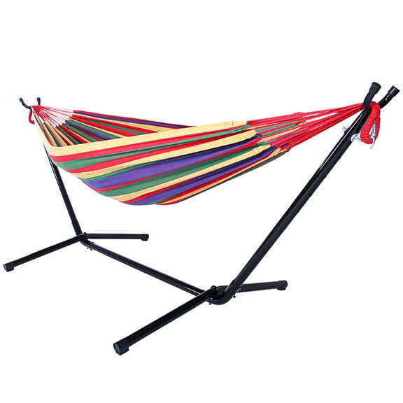 Hammock with Stand for Outdoor & Camping Clearance, Portable Hammock with 8.5 FT Stand, Hammock with Space-Saving Steel Stand Includes Portable Carrying Case (Rainbow), S10381