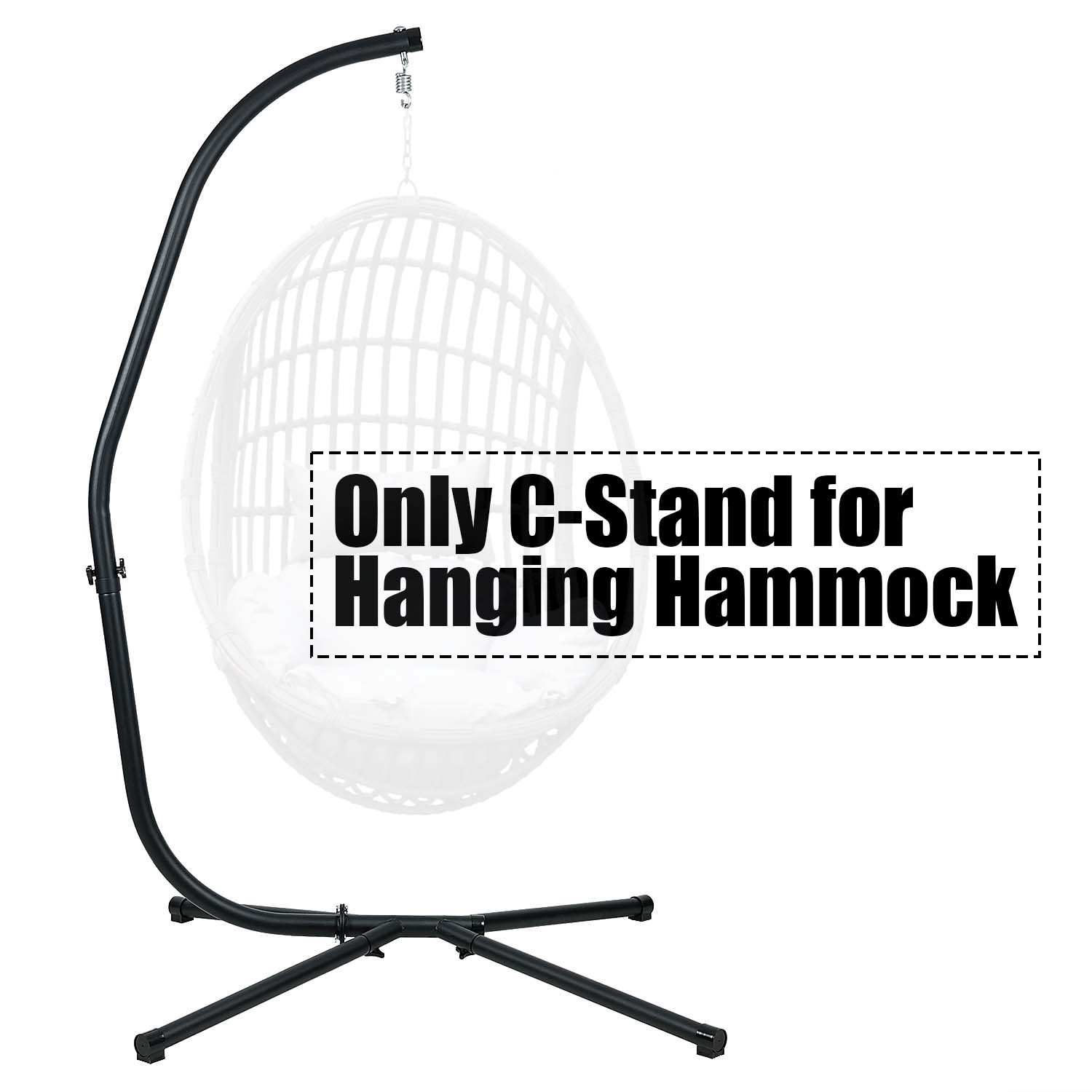 Dkeli Hammock Chair Stand, C Stand Hanging Stand Portable Heavy Duty Solid Steel Stand w/Weather