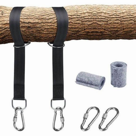 Hammock Strap, Tree Swing Strap, Hammock Swing Attachment for Trees 2 x 150 cm with D-Ring - Two Carabiner Hooks - Max Load 500KG