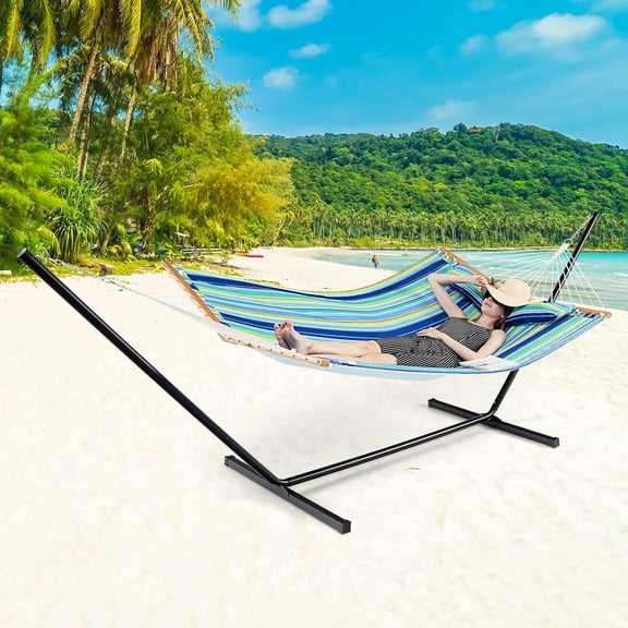 Hammock Swing for Outdoor Use with Detachable Pillow and Spreader Bar