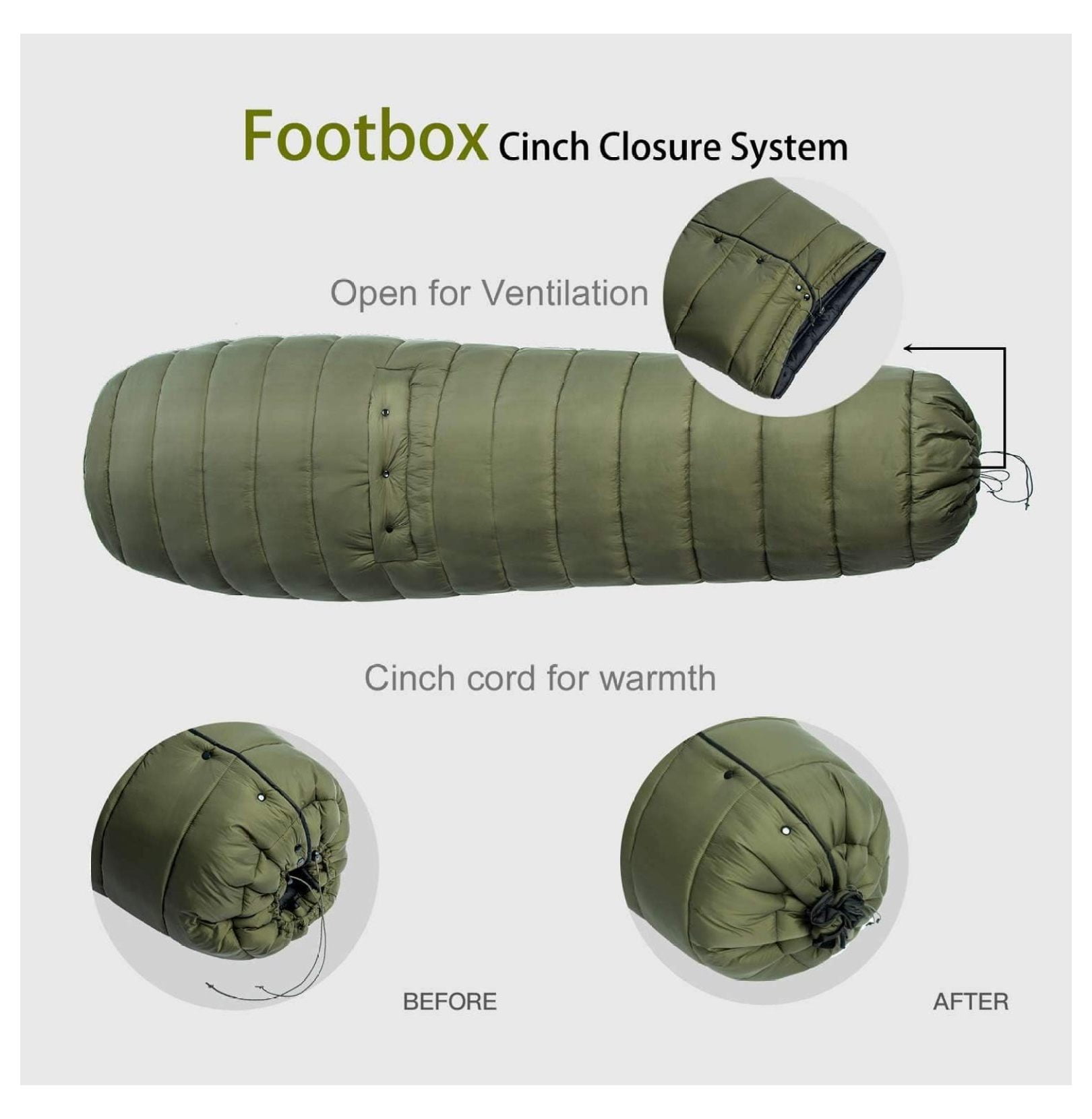 Hammock Top Quilt with Footbox, Recycled Nylon Fabric Dupont Sorona