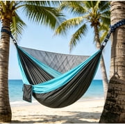 BN-LINK Camping Hammock with Mosquito Net, Portable Parachute Hammocks with Tree Straps for Outdoor Backpacking,Beach,Backyard,Patio,Hiking,440 lb Capacity, Blu