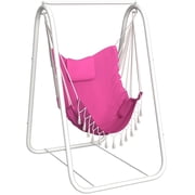 Hammock with Stand, Heavy-Duty Foldable Camping Hammock Swing Chair for Indoor & Outdoor Backyard Use, 500lbs, Pink