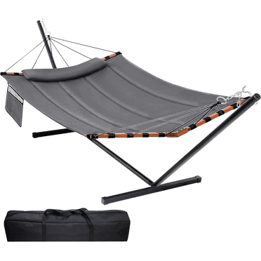Hammock with Stand Heavy Duty, Outdoor Patio Hammock with Portable Steel Stand, Large Double Hammocks,480lbs Capacity