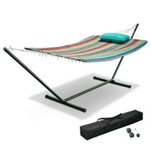 Hammock with Stand for 2 Person with Carrying Case 500Lbs Quilted Outdoor Patio