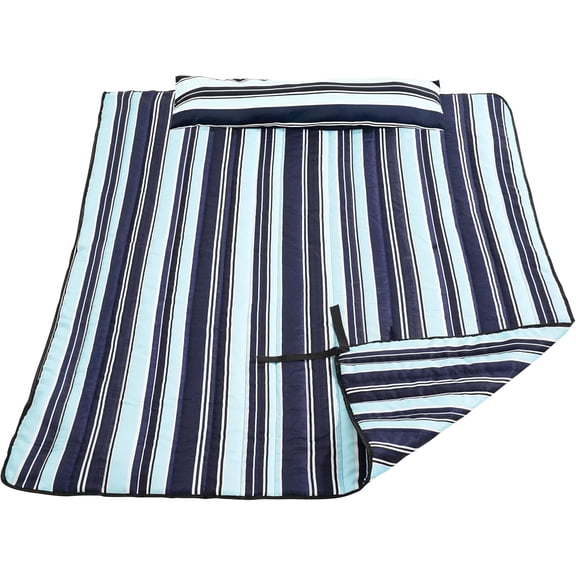 Hammocks 2 Person Hammock Pad and Pillow Set, Double Polyester Quilted 78" x55" Replacement Pad for Rope Hammock, Light Grey Stripes