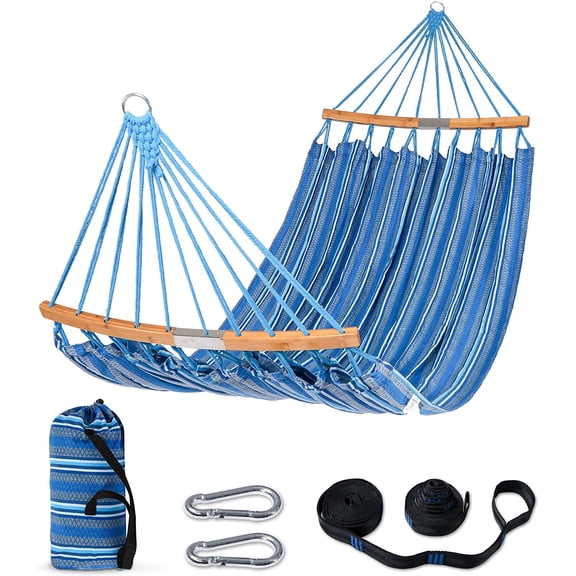 Hammocks Double Hammock with Curved Spreader Bar, Outdoor Camping Portable Hammock with Carrying Bag & Tree Straps for Patio, Backyard, Balcony, Max 450lbs Capacity, Dark Gray