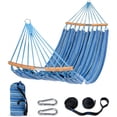 thumbnail image 1 of Hammocks Double Hammock With Curved Spreader Bar Outdoor Portable Hammock With Carrying Bag Tree Straps For Bedroom Patio Backyard Balcony Max 450lbs Capacity Blue, 1 of 8