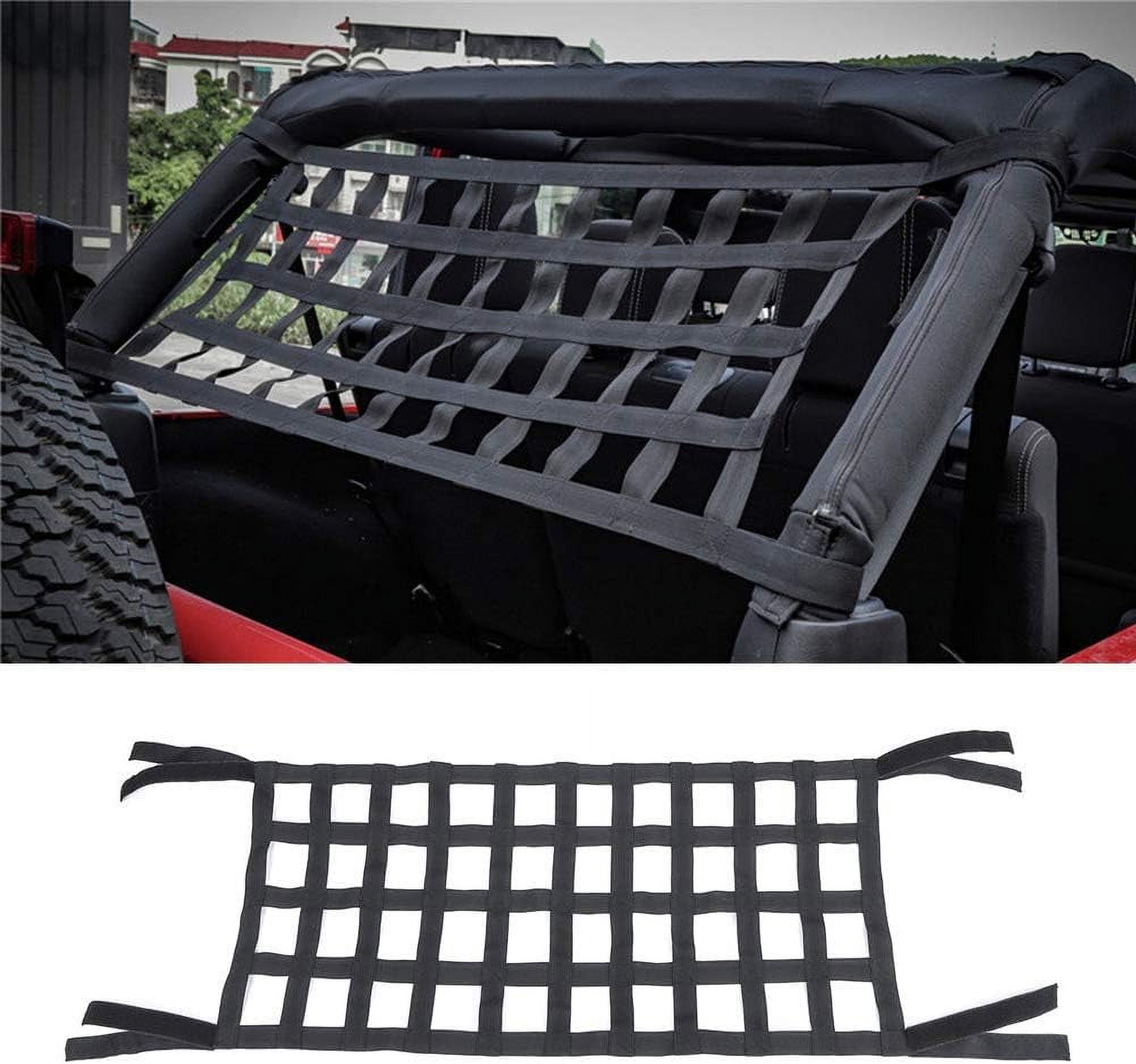 Hammocks Liter Cargo Net, Heavy Duty Roof Storage Cage Roll Bar Retainer Cargo Roof Top Soft Cover Rest Liter Hammock For Jeep Wrangler Jk 07-18 - Black
