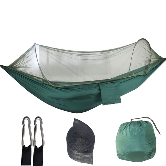 Hammocks for Outside with Mosquito Net,Camping Hammock Lightweight Portable Parachute 2 Person Outdoor Hammock for Indoor Backpacking Survival Travel(Dark Green)