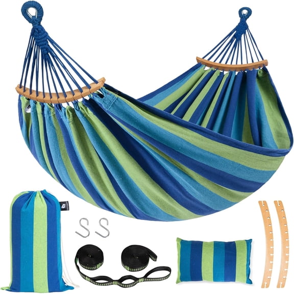 Hammocks Portable Tree Hammock Swing with Spreader Bar, Tassel, 2 Person Hammock Without Stand
