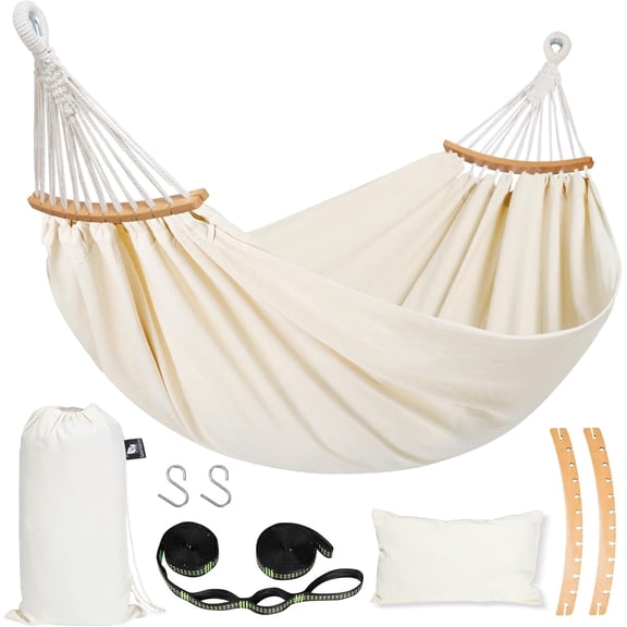 Hammocks Portable Tree Hammock Swing with Spreader Bar, Tassel, 2 Person Hammock Without Stand