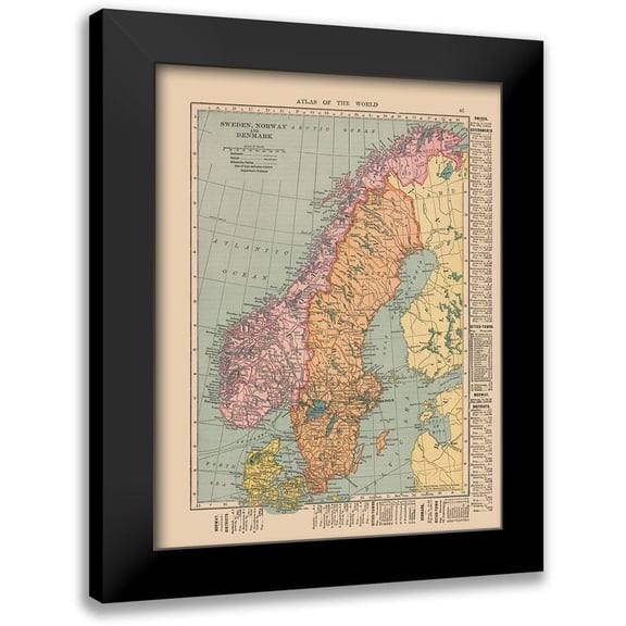 Hammond 12x14 Black Modern Framed Museum Art Print Titled - Europe Sweden Norway Denmark - Hammond 1910