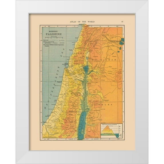 Hammond 12x14 White Modern Wood Framed Museum Art Print Titled - Middle East Elevation Palestine Israel