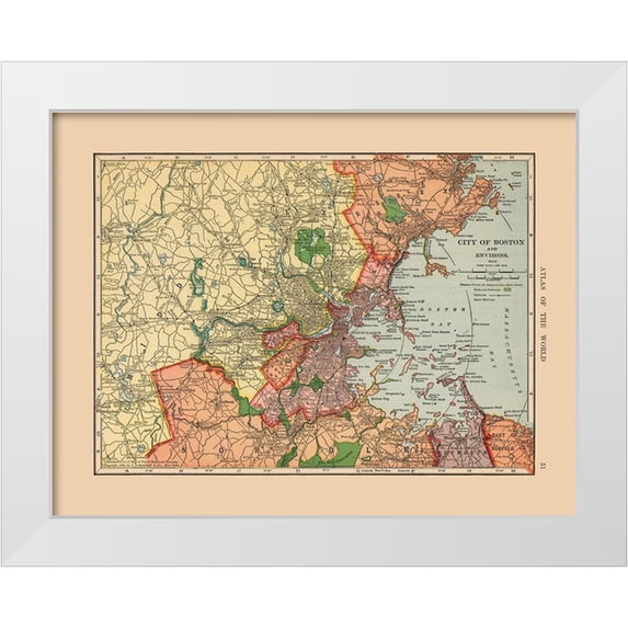 Hammond 14x12 White Modern Wood Framed Museum Art Print Titled - Boston Massachusetts - Hammond 1910
