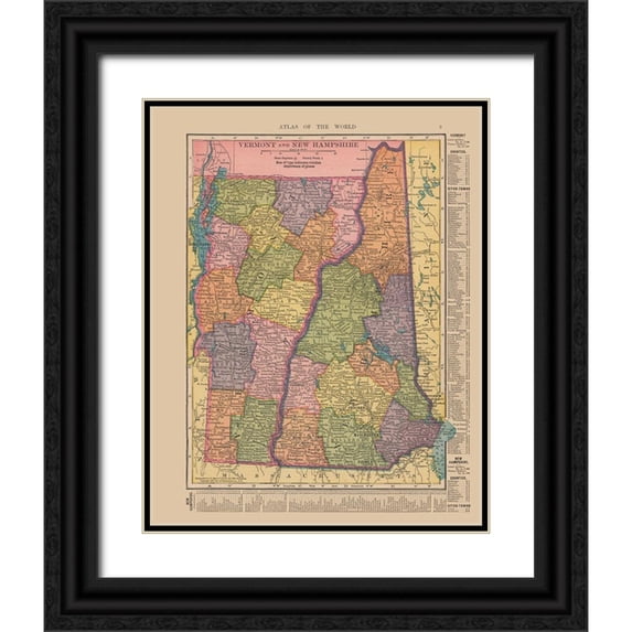 Hammond 15x18 Black Ornate Wood Framed with Double Matting Museum Art Print Titled - Vermont, New Hampshire - Hammond 1910