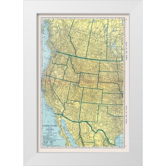 Hammond 17x24 White Modern Wood Framed Museum Art Print Titled - North America West United States Canada Mexico