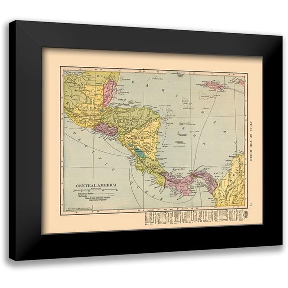 Hammond 18x15 Black Modern Framed Museum Art Print Titled - Guatemala Honduras Nicaragua Costa Rica Panama