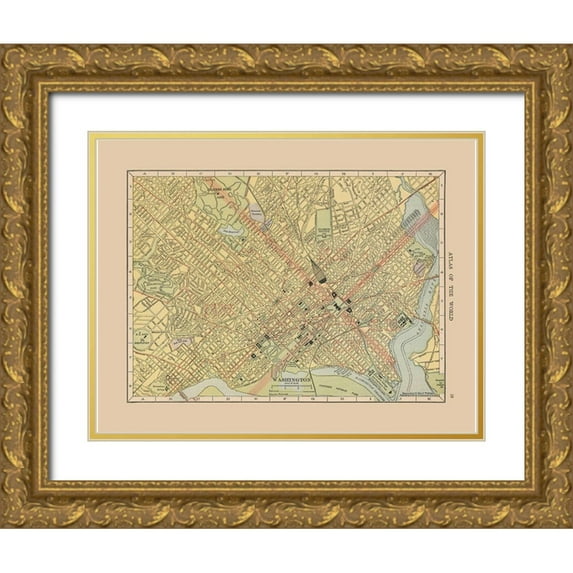 Hammond 18x15 Gold Ornate Wood Framed with Double Matting Museum Art Print Titled - Washington DC - Hammond 1910