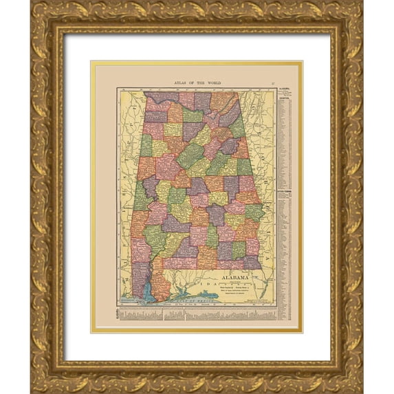 Hammond 19x24 Gold Ornate Wood Framed with Double Matting Museum Art Print Titled - Alabama - Hammond 1910