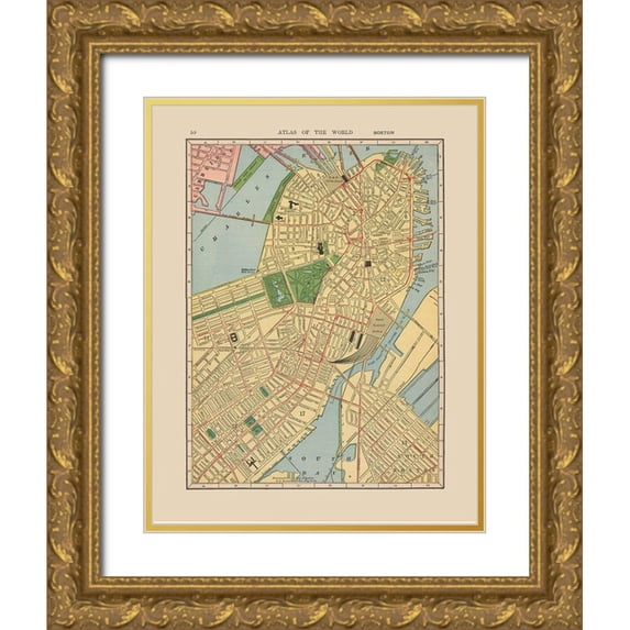 Hammond 26x32 Gold Ornate Wood Framed with Double Matting Museum Art Print Titled - Boston Massachusetts - Hammond 1910