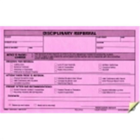 Hammond And Stephens 5 x 8 in. 3-Part Carbonless Student Discipline Referral Form, White, Canary, Pink, Pack - 100