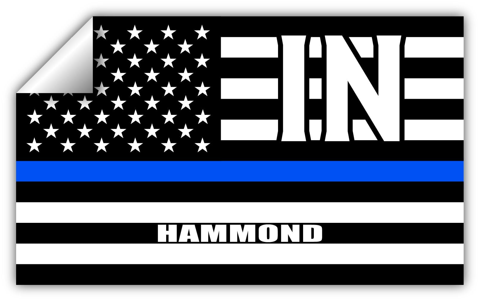 Hammond Sticker Hammond IN Indiana Lake County Thin Blue Line Stealthy USA Flag ...