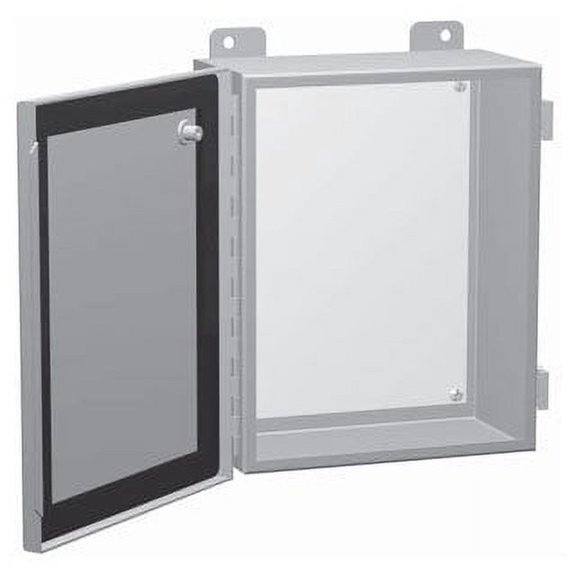 Hammond Manufacturing 1414PHH4 NEMA 12 Powder Coated Over Phosphatized Surface Steel One Door Continuous Hinge Junction Box With Inner Panel 8 Inch x 8 Inch x 4 Inch ANSI 61 Gray 1414 PH Series