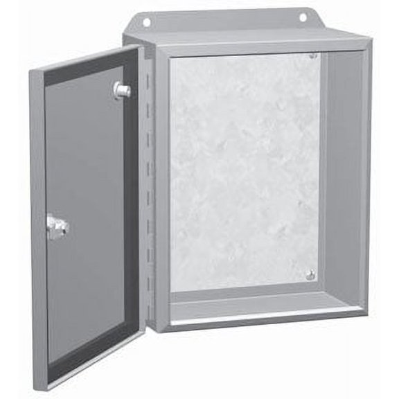 Hammond Manufacturing EJ12126 NEMA 4 Recoatable Powder Coated Steel One Door Continuous Hinge Junction Box With Quarter Turn 12 Inch x 12 Inch x 6 Inch ANSI 61 Gray Eclipse Junior Series
