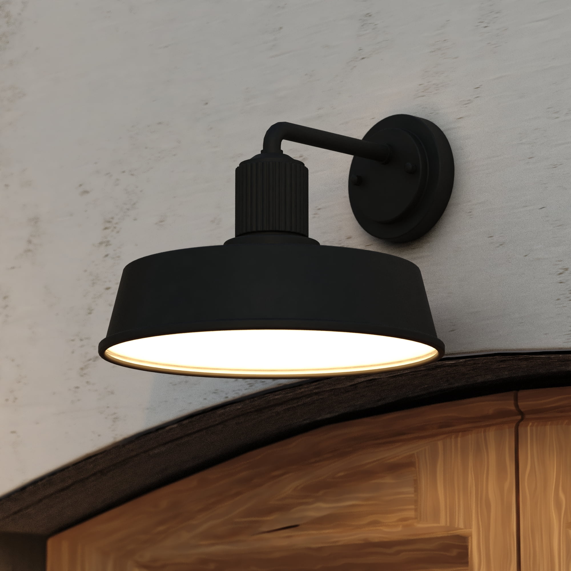 Hammond Steel 1 Light LED Compatible Dusk to Dawn Matte Black and White Industrial Outdoor Wall Lantern