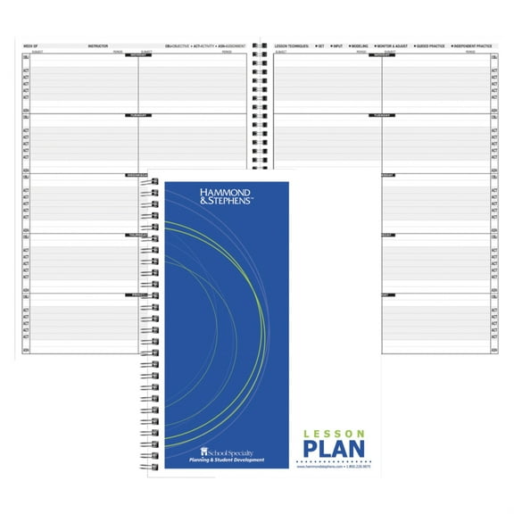 Hammond & Stephens 0440 P Block Schedule Lesson Plan Book, PolyIce Cover, 9-1/4 x 12-1/4 Inches, 4 Subjects, Green/ Blue